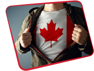 canada-shirt Thomcat Equipment is proudly and purely Canadian. A man wearing a Canadian flag t-shirt stands proud.
